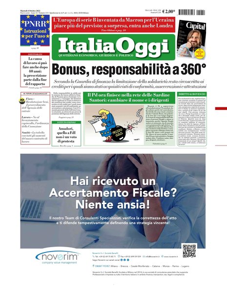 Italia oggi : quotidiano di economia finanza e politica